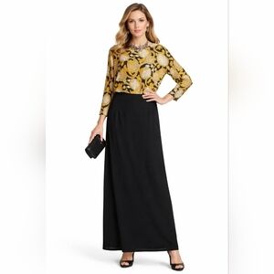 Ms Chaus Women's Long SleeveVintage Golden lines Two Tone Blousen Dress Size 12